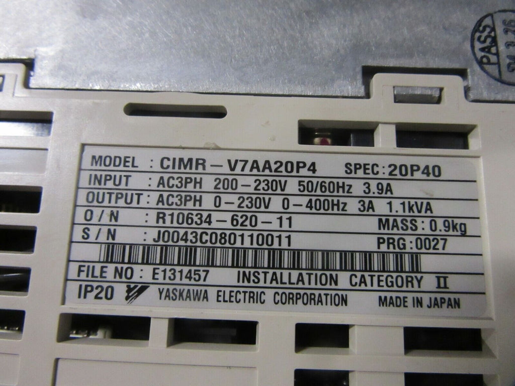 YASKAWA CIMR-V7AA20P4 SPEC:20P40