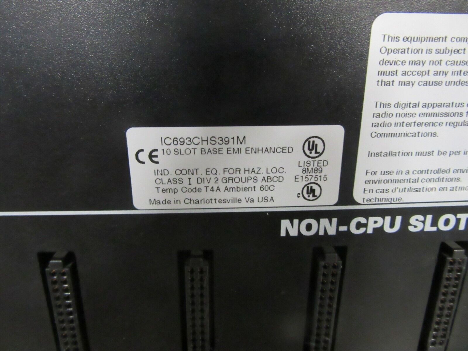 GE FANUC IC693CHS391M 10 SLOT BASE EMI ENHANCED