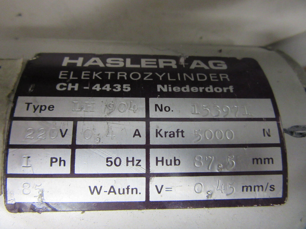 Hasler Elektrozylinder, 230Volt, 85W, 5000N, Hub 87,5mm (Phoenix Mecano)