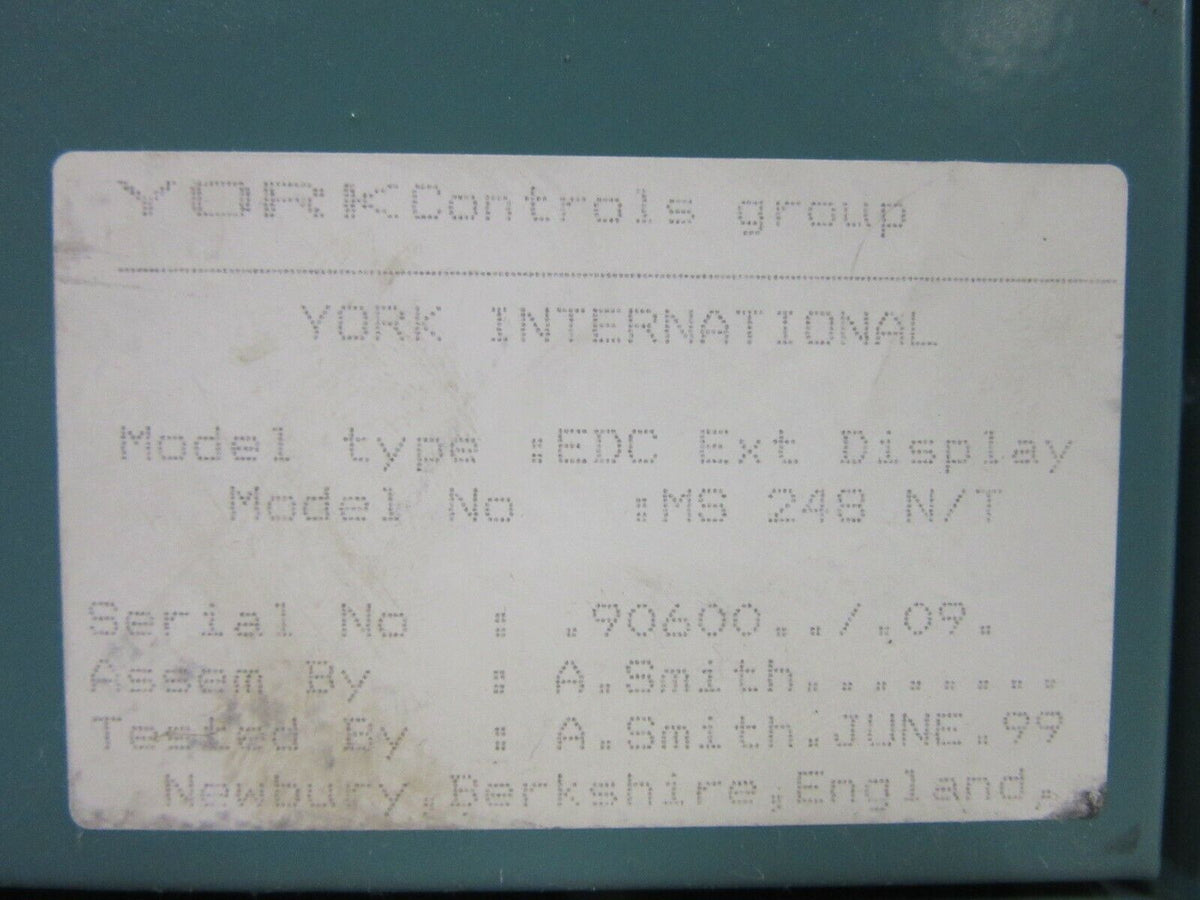 York Controls Group EDC Ext Display MS 248N/T