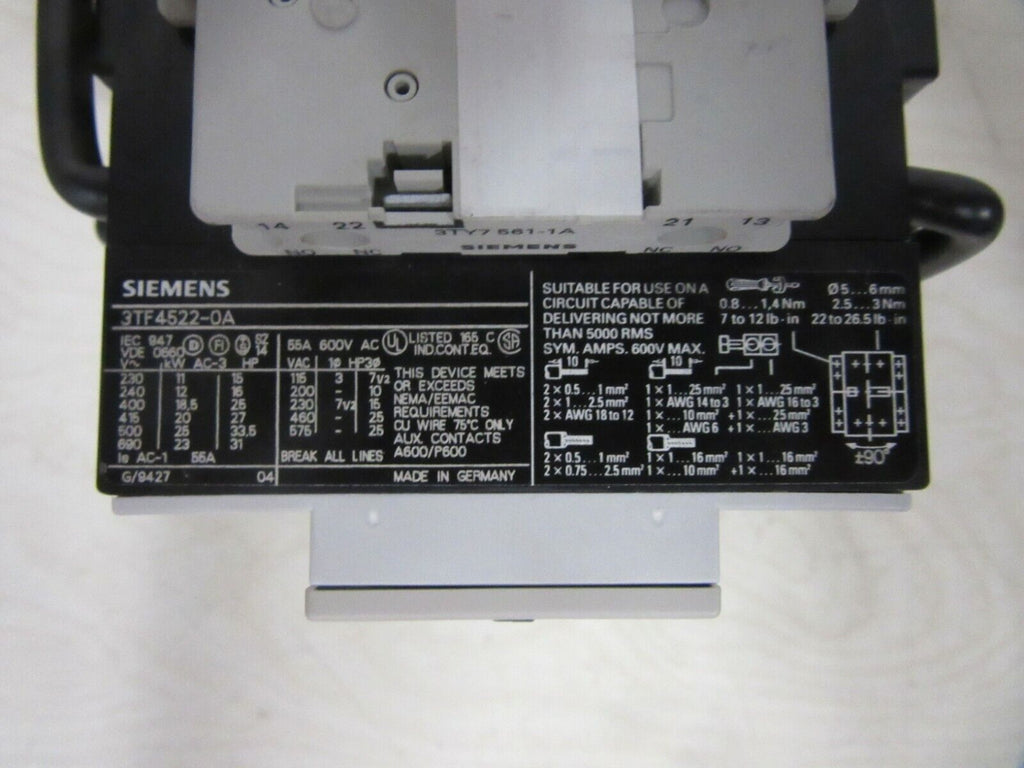 Siemens 3TF4522-0A Reversing Contactor 3TD4502-2A 18,5kW 220V 
