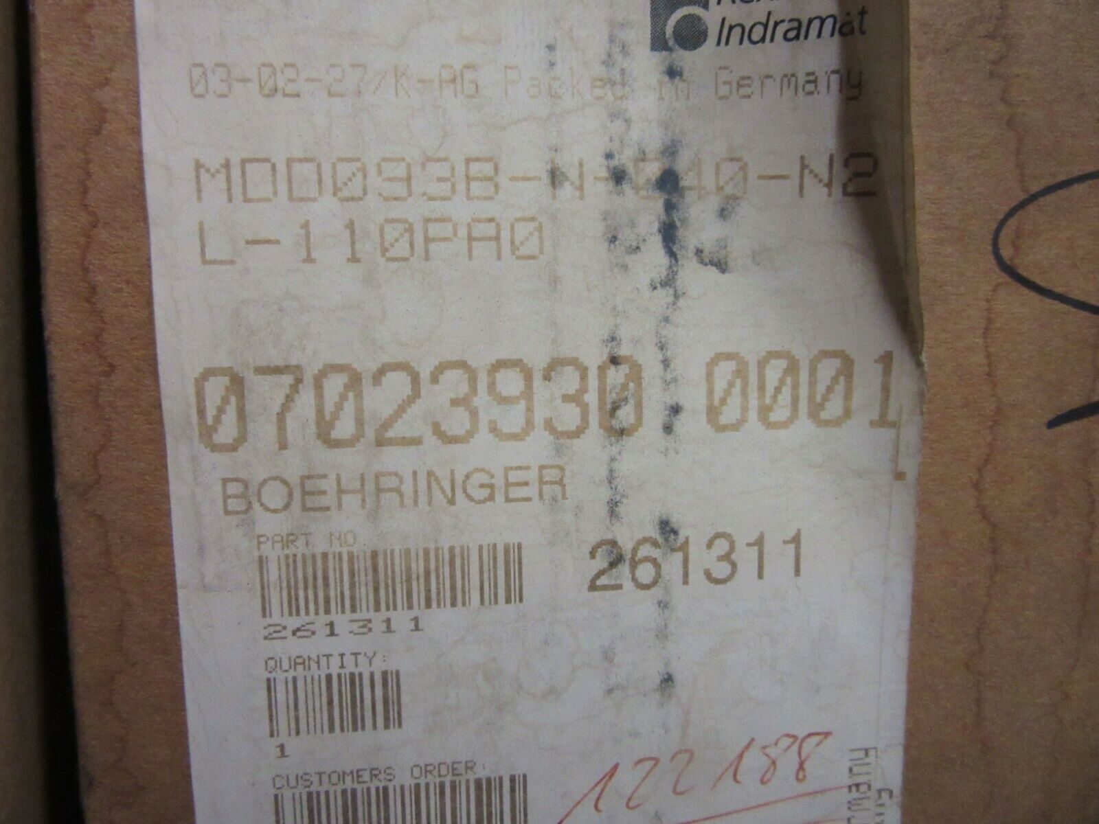 Rexroth Indramat Servomotor MDD093B-N-040-N2L-110PA0