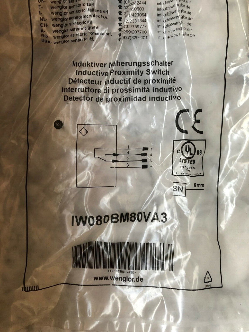 Wenglor IW080BM80VA3 Induktiver Näherungsschalter