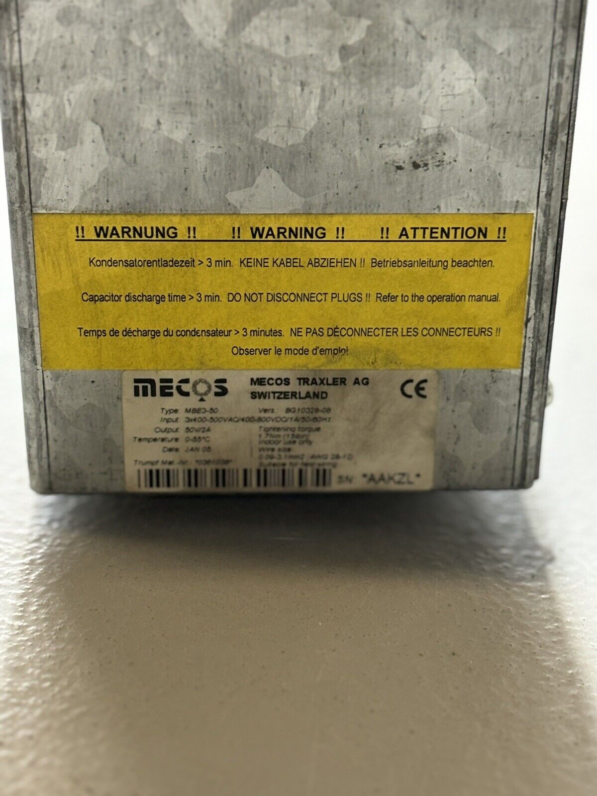 Mecos Traxler Frequenzumrichter MBE3-50 Vers. BG10328-08