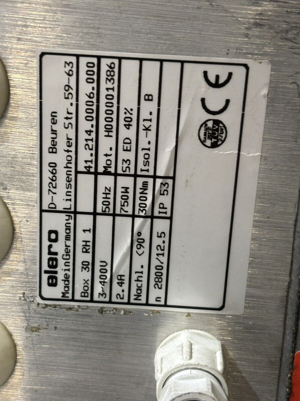 Elero Box 30 RH 1 Mot. H000001386 750W 300Nm 50Hz