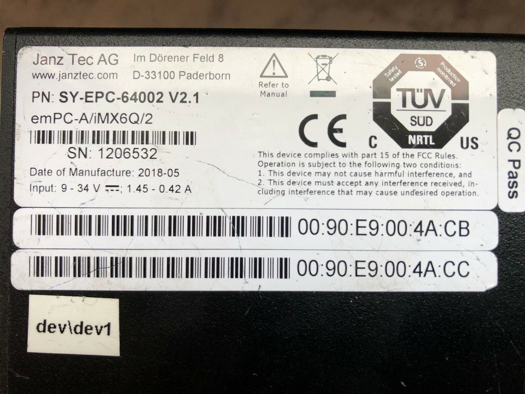 Janz TEC AG Embedded PC SY-EPC-64002 V2.1 
