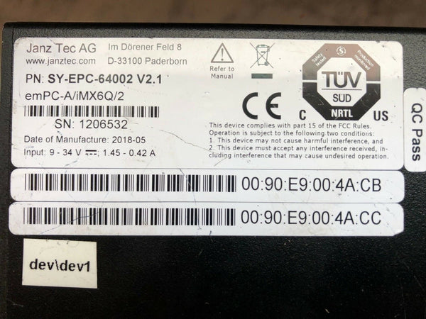 Janz TEC AG Embedded PC SY-EPC-64002 V2.1 