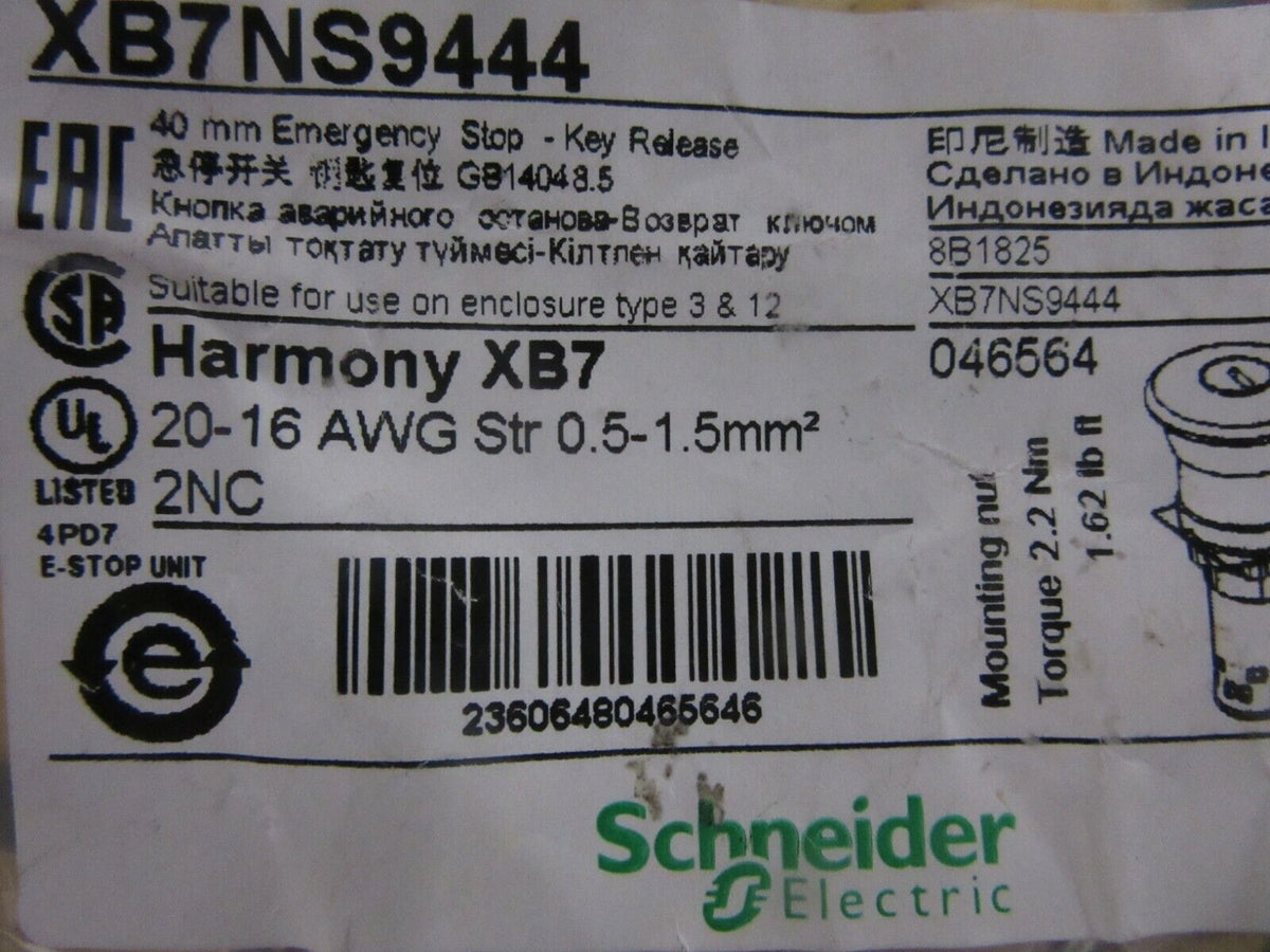 SCHNEIDER ELECTRIC XB7NS9444  Sicherheitsschalter -2pieces- mit Schlüssel