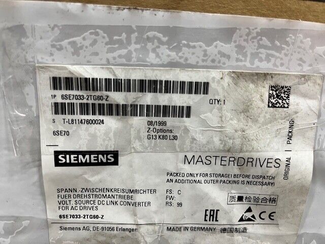 Siemens 6SE7033-2TG60-Z MASTERDRIVES OVP