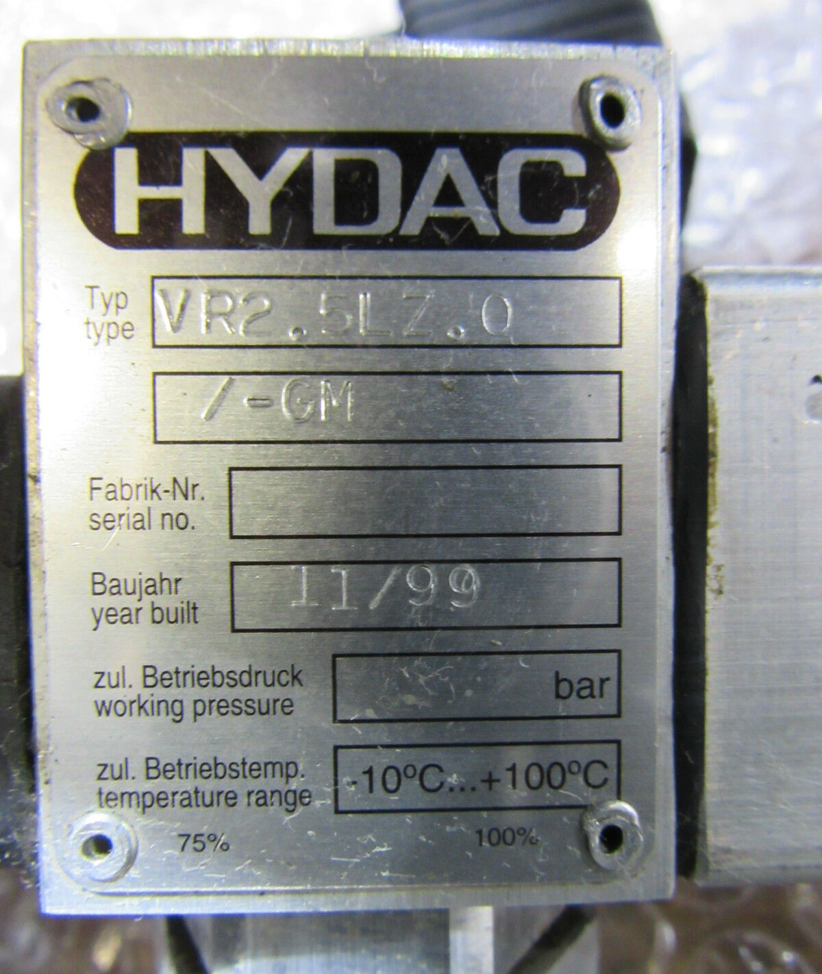 HYDAC VR2.5LZ.0/-GM Verschmutzungsanzeige