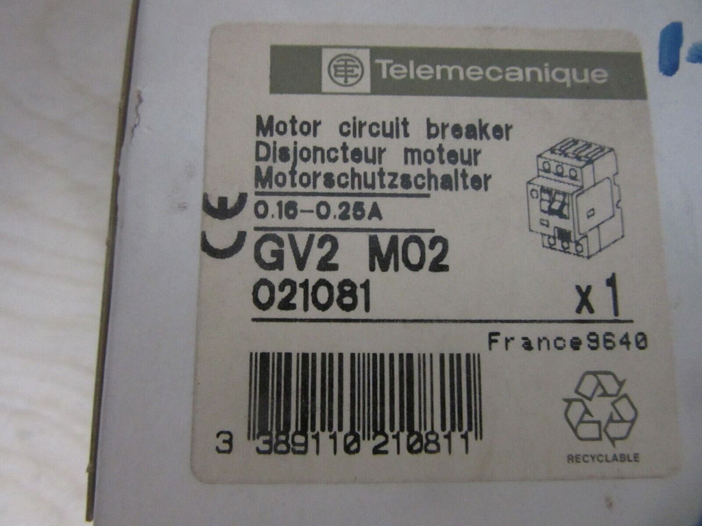 Telemecanique  GV2M02 Motorschutzschalter 0,16-0,25A