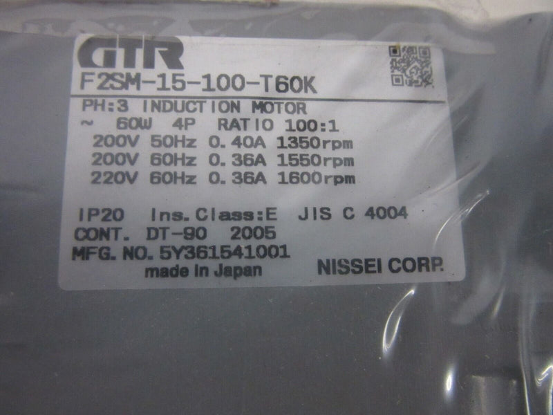 GTR F2SM-15-100-T60K 3~ Induktionsmotor  60W