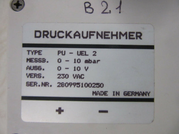 Druckaufnehmer PU - UEL 2 0-10 mbar
