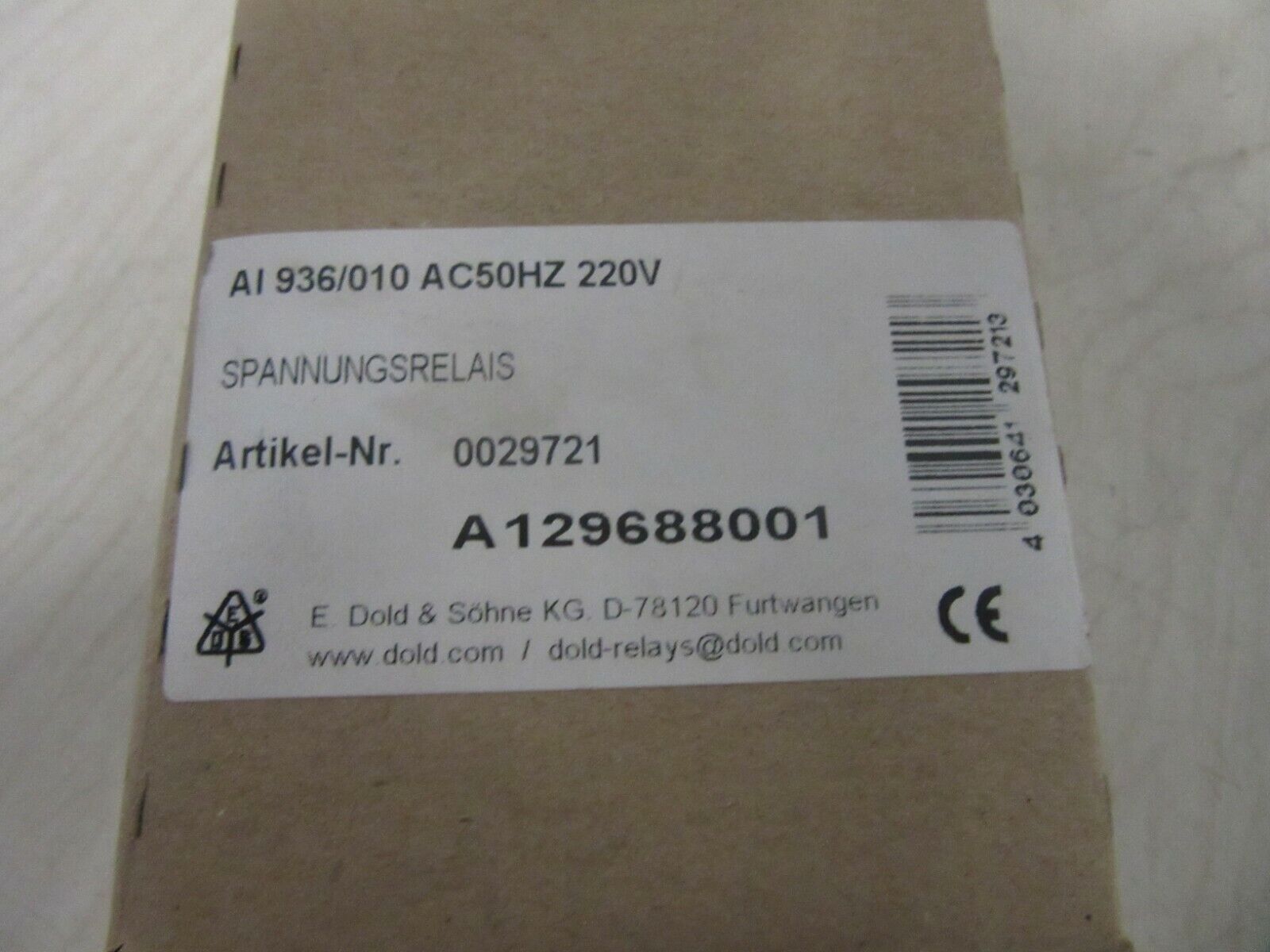 Dold & Söhne KG AI 936/010 AC50HZ 220V Spannungsrelais