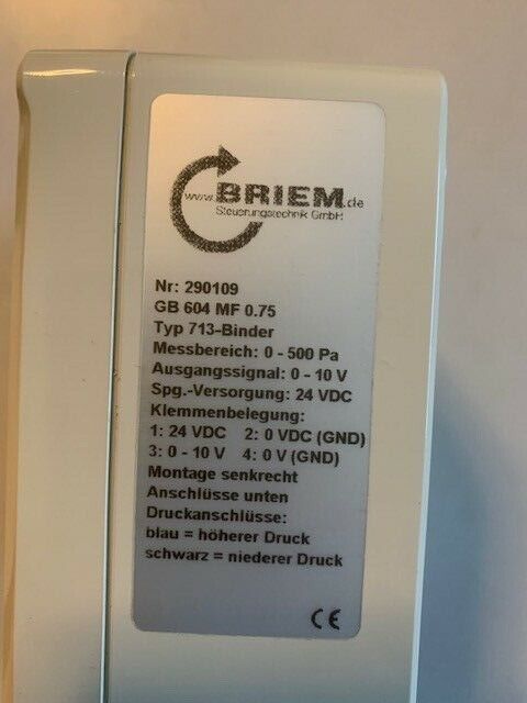BRIEM Differenzdruckmessgerät GB 604 MF 0,75 Typ 713-Binder