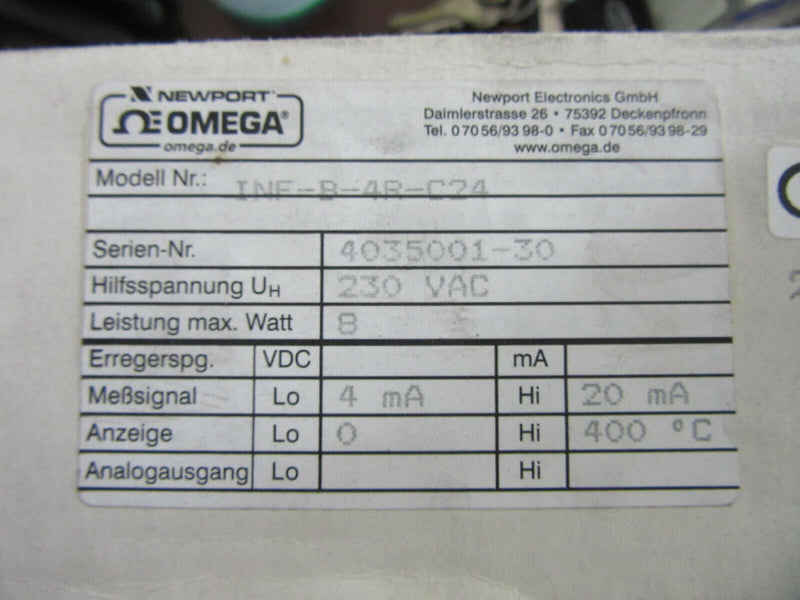 Newport Omega Temperaturregler INF-B-4R-C24 0°C - 400°C 