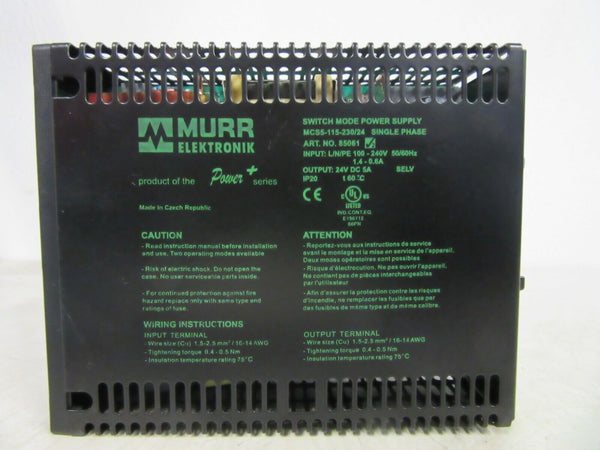 Murr Elektronik Switch Mode Power Supply MCS5-115-230/24 Single Phase