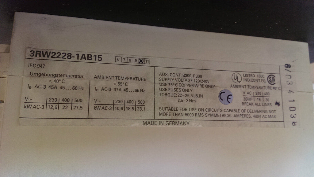 SIEMENS SIKOSTART 3RW2228-1AB15 Power Supply 