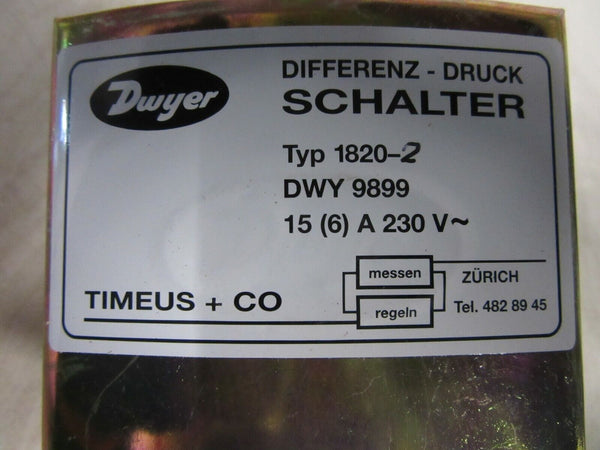 Dwyer Differenz-Druck Schalter Typ 1820-2 DWY 9899 15 (6) A 230 V