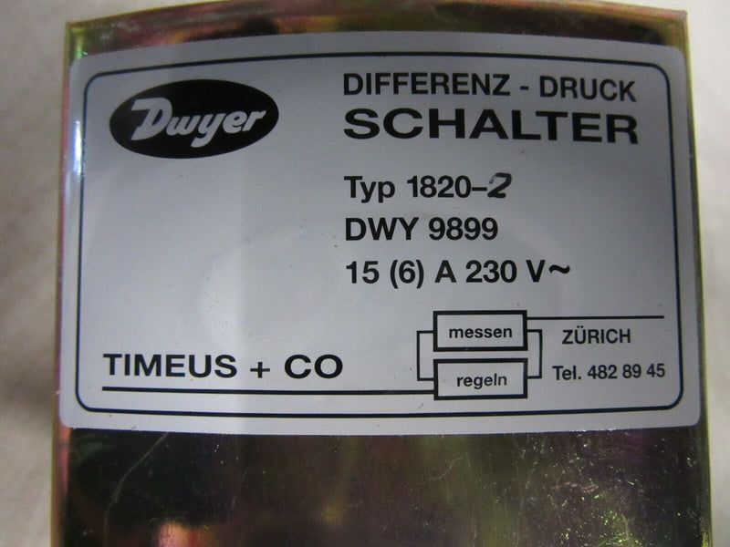 Dwyer Differenz-Druck Schalter Typ 1820-2 DWY 9899 15 (6) A 230 V