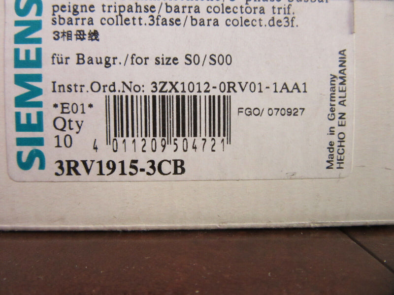 Siemens Sammelschiene 3RV1915-3CB 5 Stück
