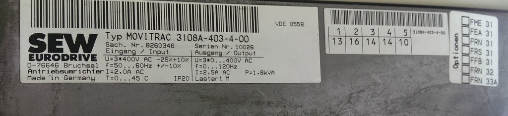 SEW Eurodrive MOVITRAC 3108A-403-4-00 Frequenzumrichter