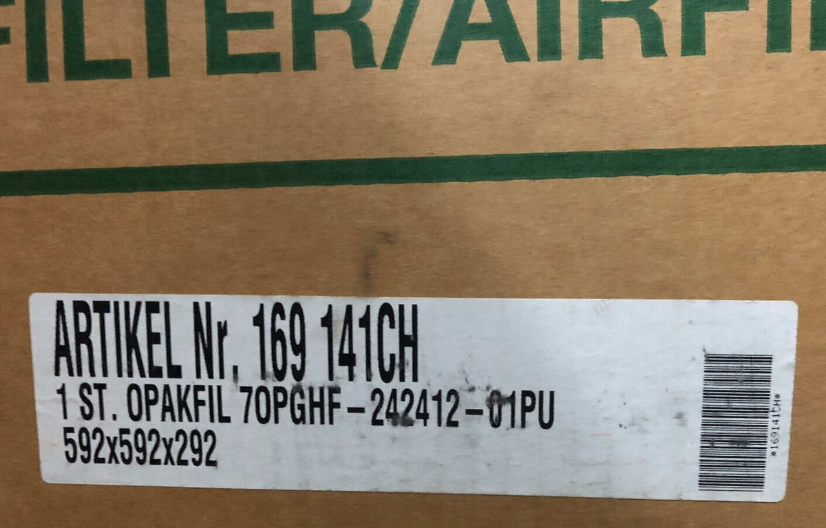 camfil FARR Luftfilter 169141CH OPAKFIL 70PGHF-242412-01PU Class H11
