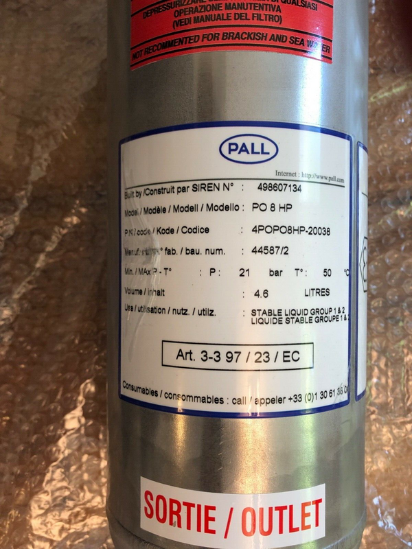 Pall Edelstahlfilter Modell PO 8HP 4POPO 8HP-20038