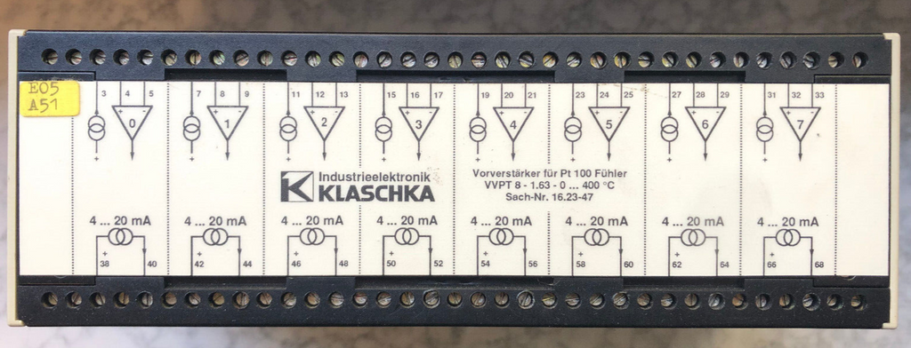 KLASCHKA Industrieelektronik VVPT8 Nr. 16.23-47 Vorverstärker für PT100-Fühler