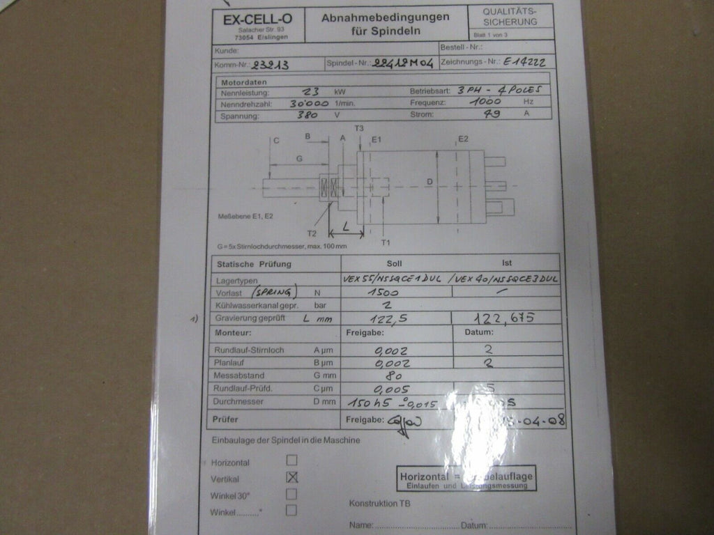 Gamfior High-Frequency Spindle / HF - Spindel Elektrospindel E14222