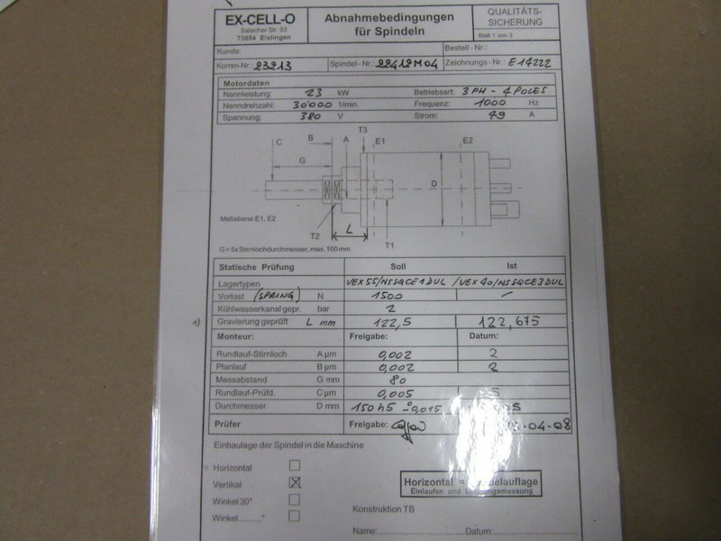 Gamfior High-Frequency Spindle / HF - Spindel Elektrospindel E14222