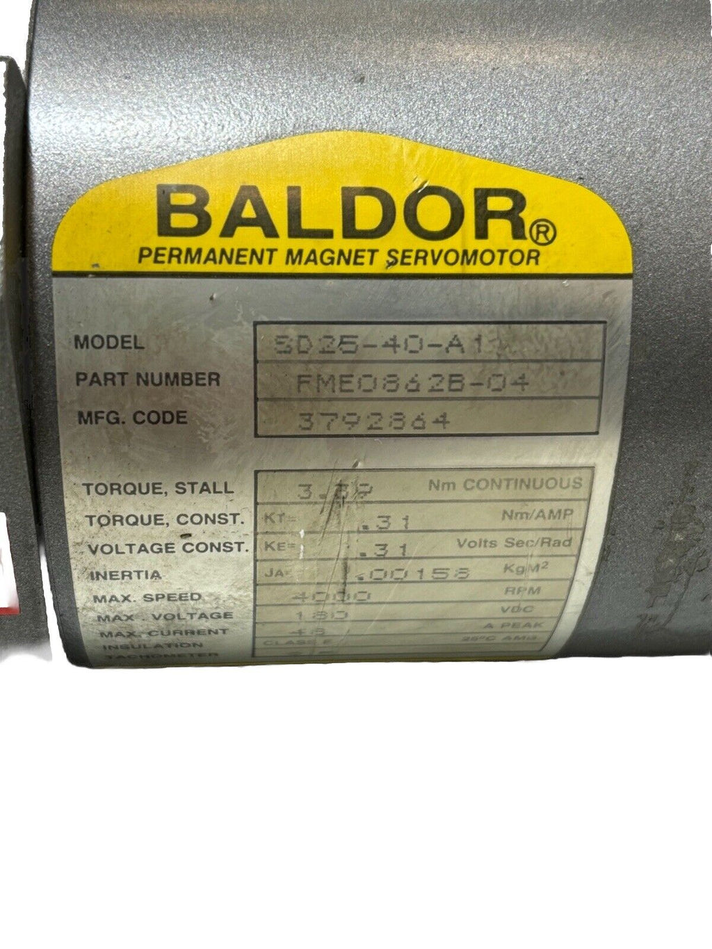 BALDOR SD25-40-A1 Servomotor FME0862B-04, 3792864