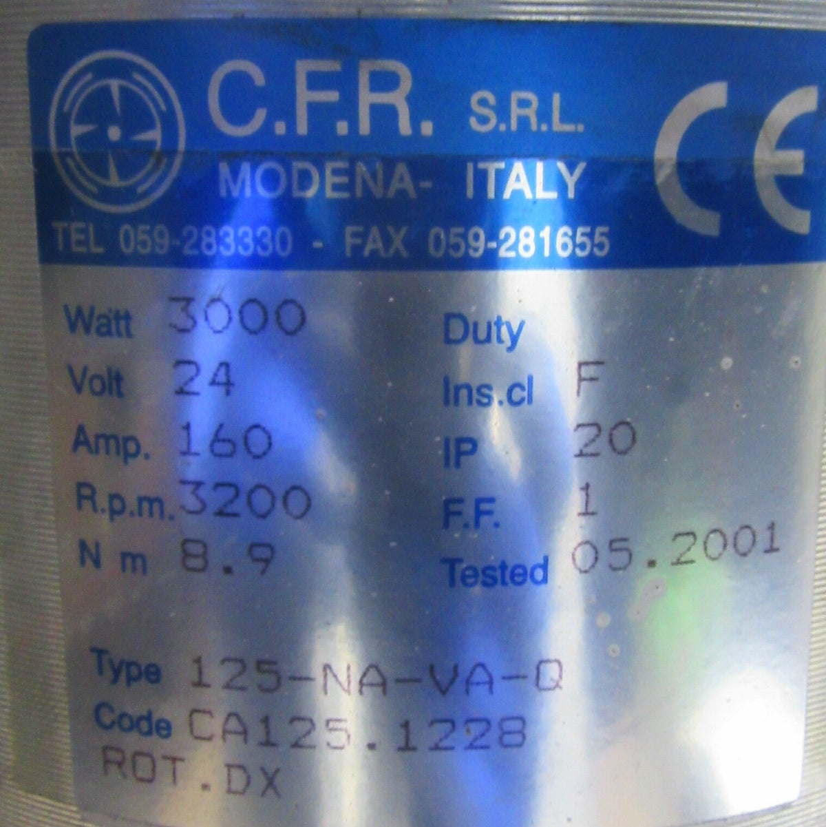 C.F.R. S.R.L. MODENA ITALY 125-NA-VA-Q Hydraulik Station 24V
