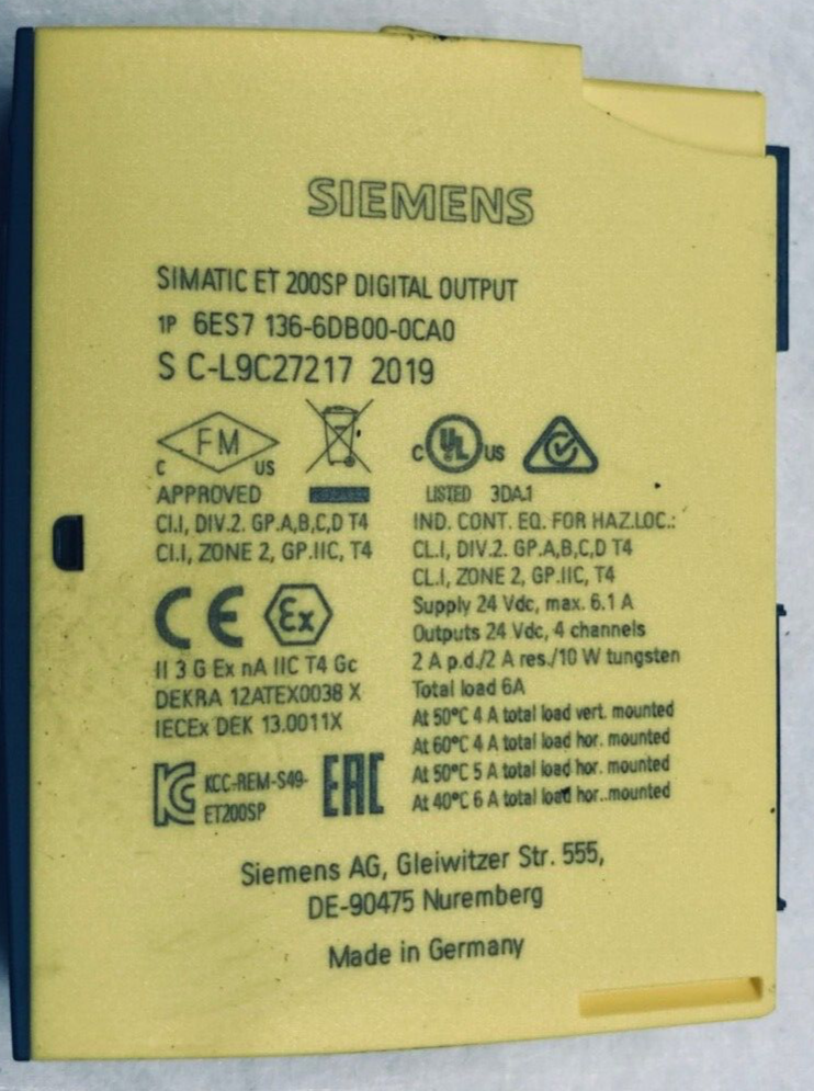 Siemens SIMATIC ET200SP Digital Output 6ES7 136-6DB00-0CA0