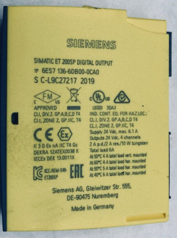 Siemens SIMATIC ET200SP Digital Output 6ES7 136-6DB00-0CA0