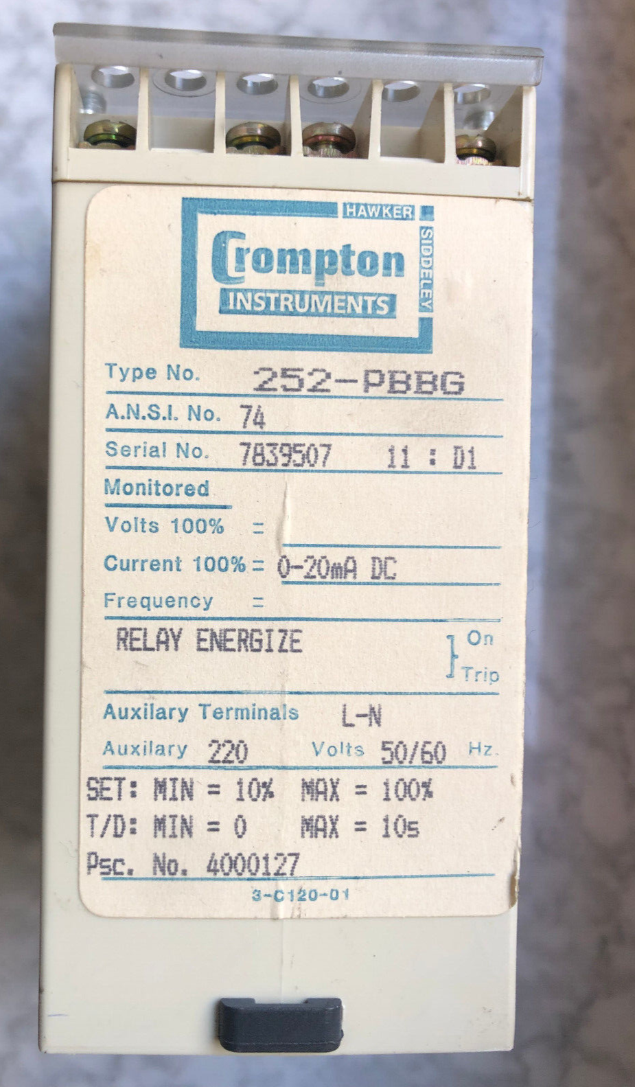 Crompton Instruments Type 252-PBBG