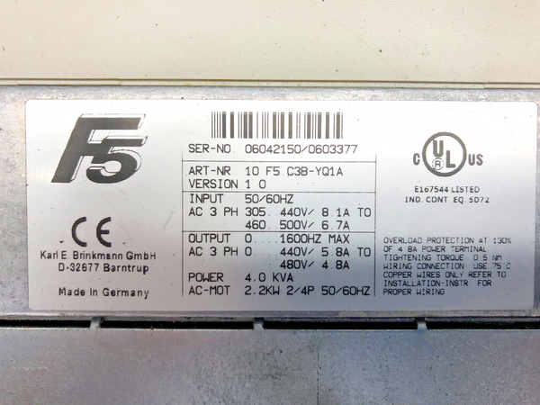 KEB Combivent Type 10F5C3B-YQ1A 2,2KW