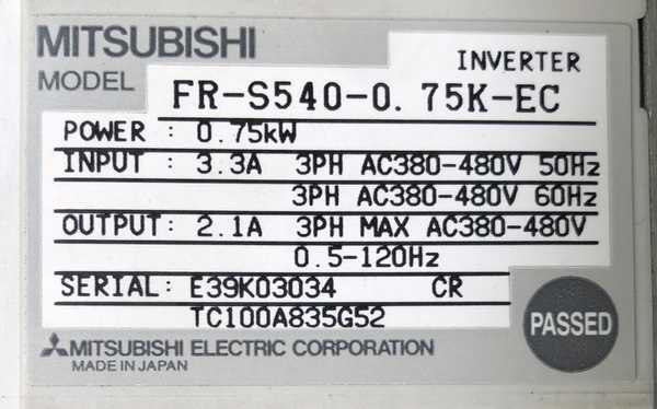 Mitsubishi FR-S540-0.75K-EC Frequenzumrichter