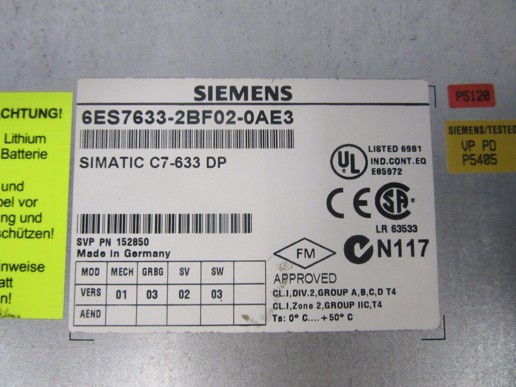 Siemens SIMATIC C7-633 DP 6ES7633-2BF02-0AE3 Operator Panel