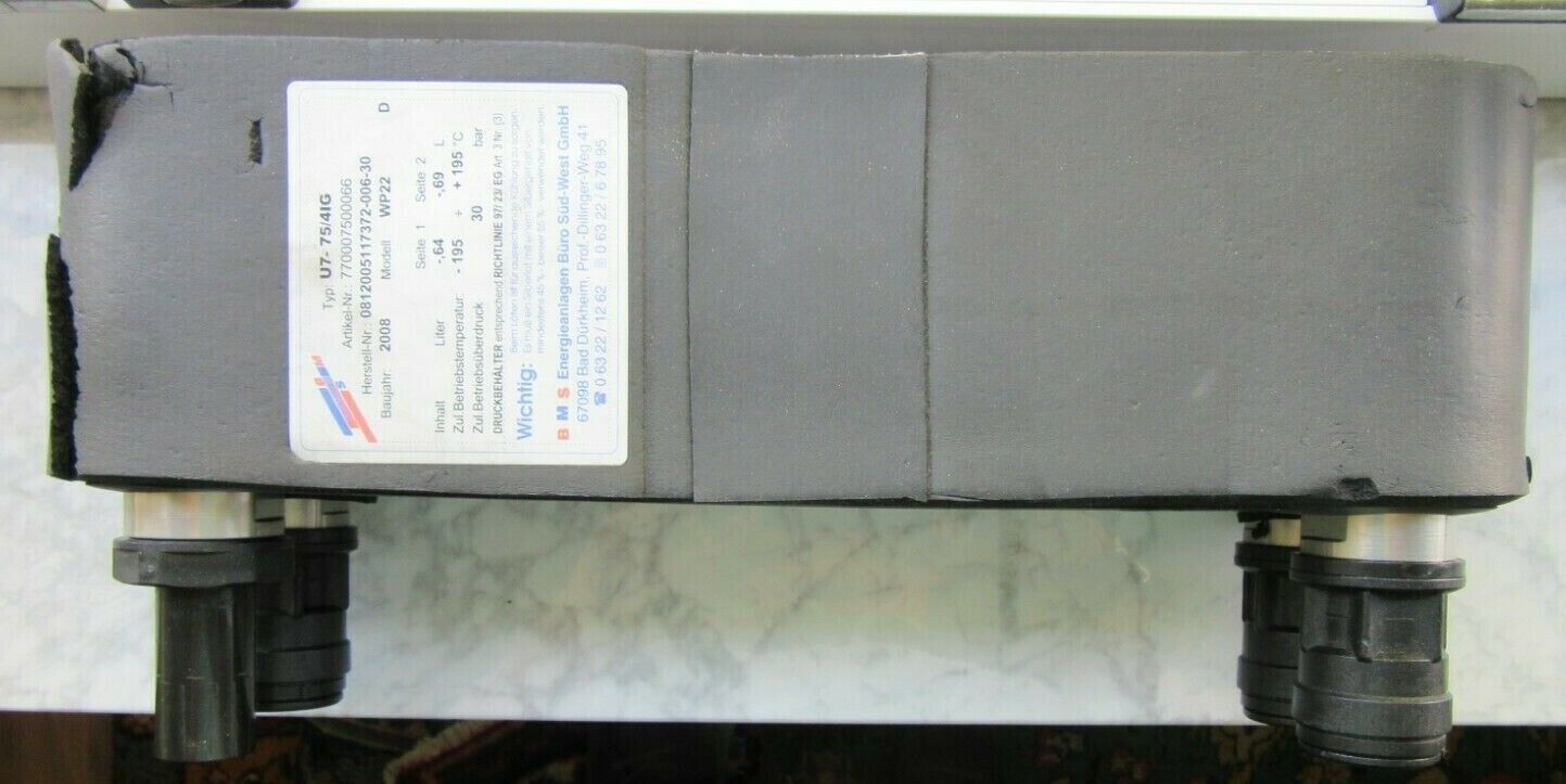 Wärmetauscher 30bar BMS Typ U7-75/4IG WP22 +/- 195°C