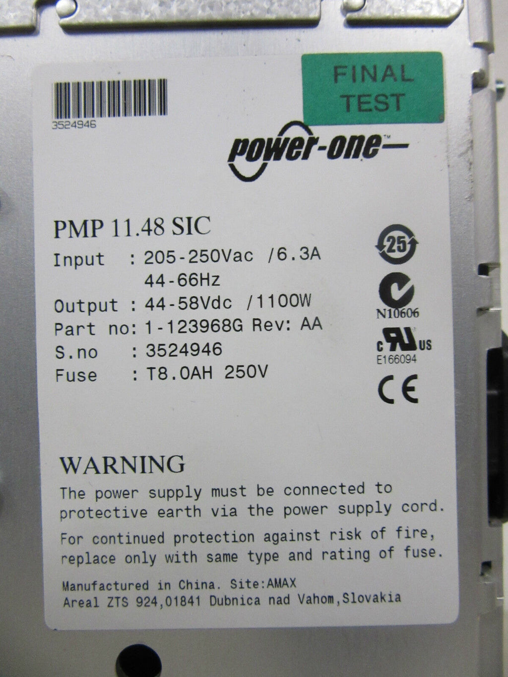 Power One PMP 11.48 SIC Output: 1100W -used-