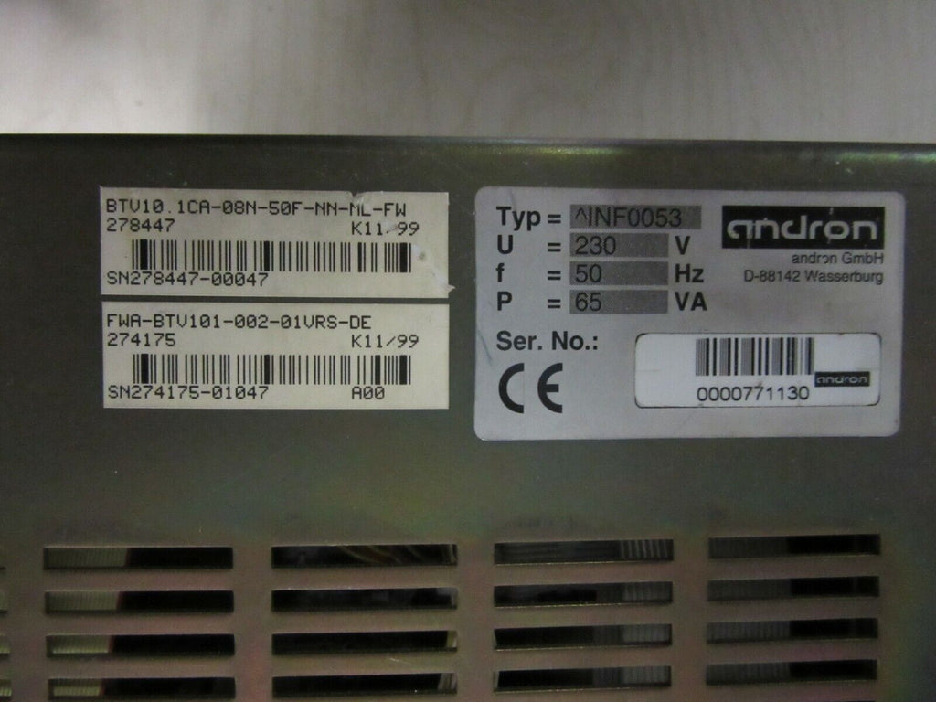 Indramat andron INF0053 Operator Panel BTV10.1CA-08N-50F-NN-ML-FW FWA-BTV101-002