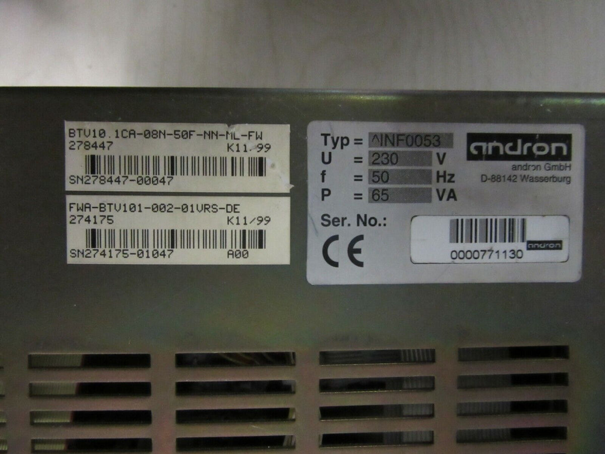 Indramat andron INF0053 Operator Panel BTV10.1CA-08N-50F-NN-ML-FW FWA-BTV101-002