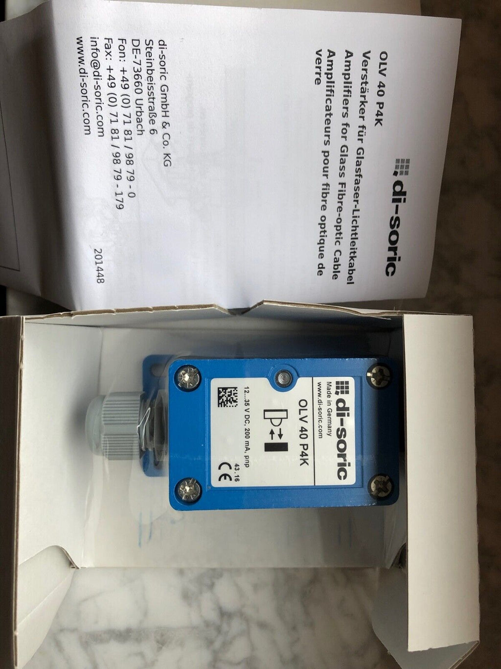 di-soric  Verstärker für Glasfaser-Lichtleitkabel OLV 40 P4K