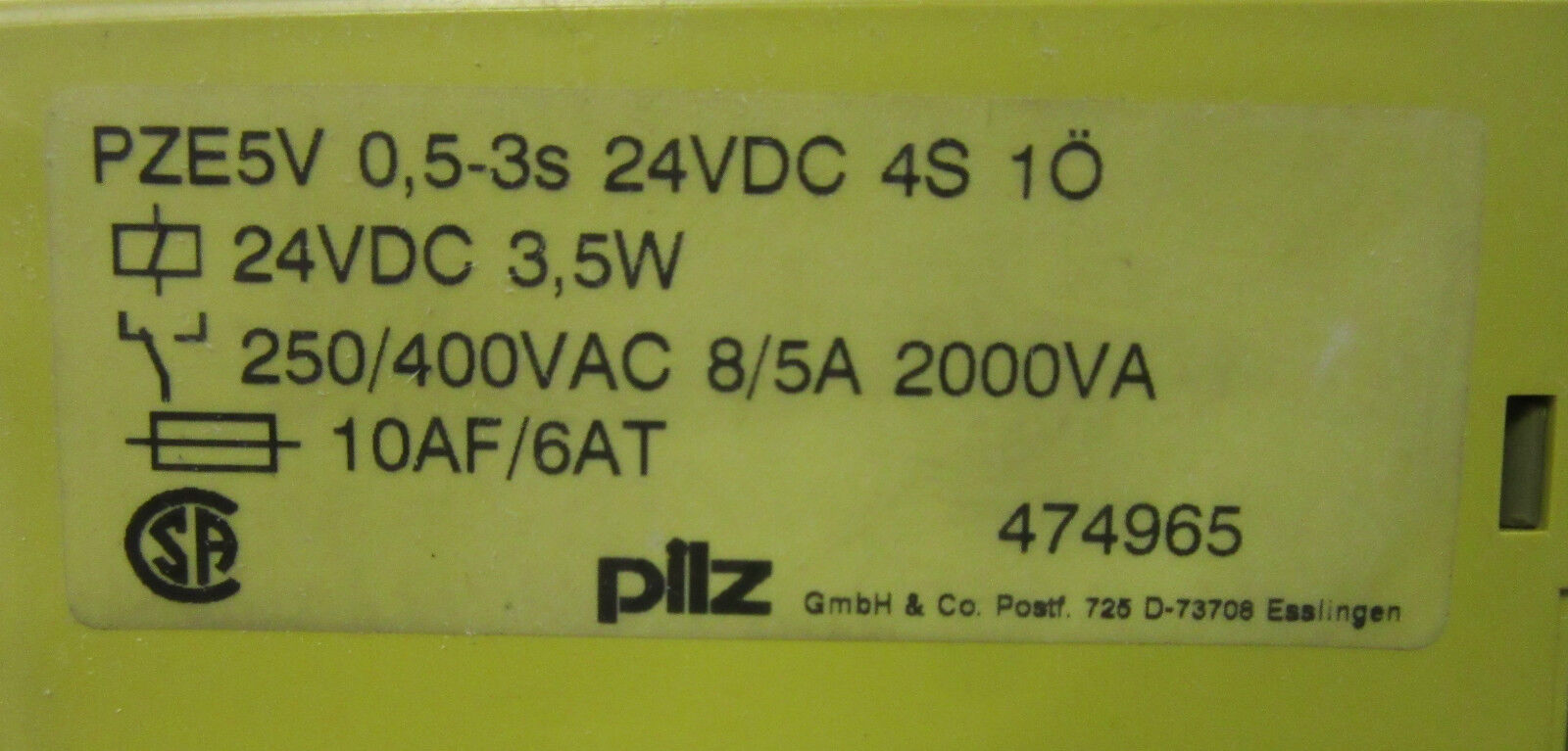 Pilz PZE5V 0.5-3s 24VDC 474965 