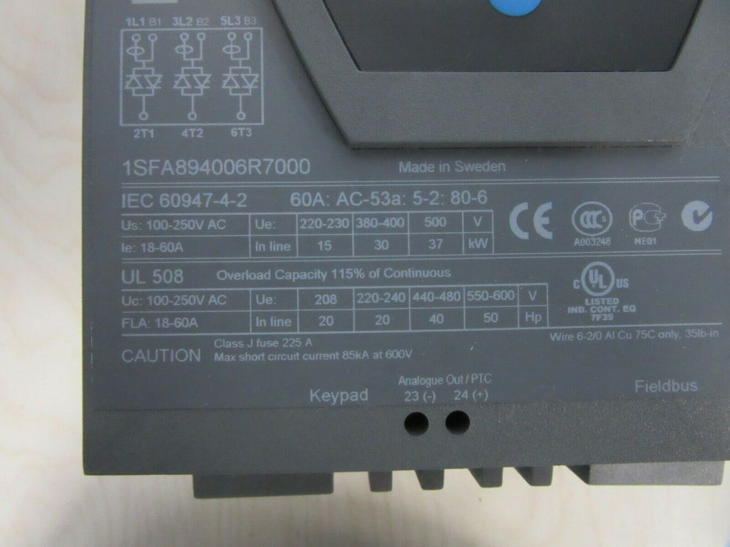 ABB PST60-600-70 1SFA894006R7000 SOFT MOTOR STARTER