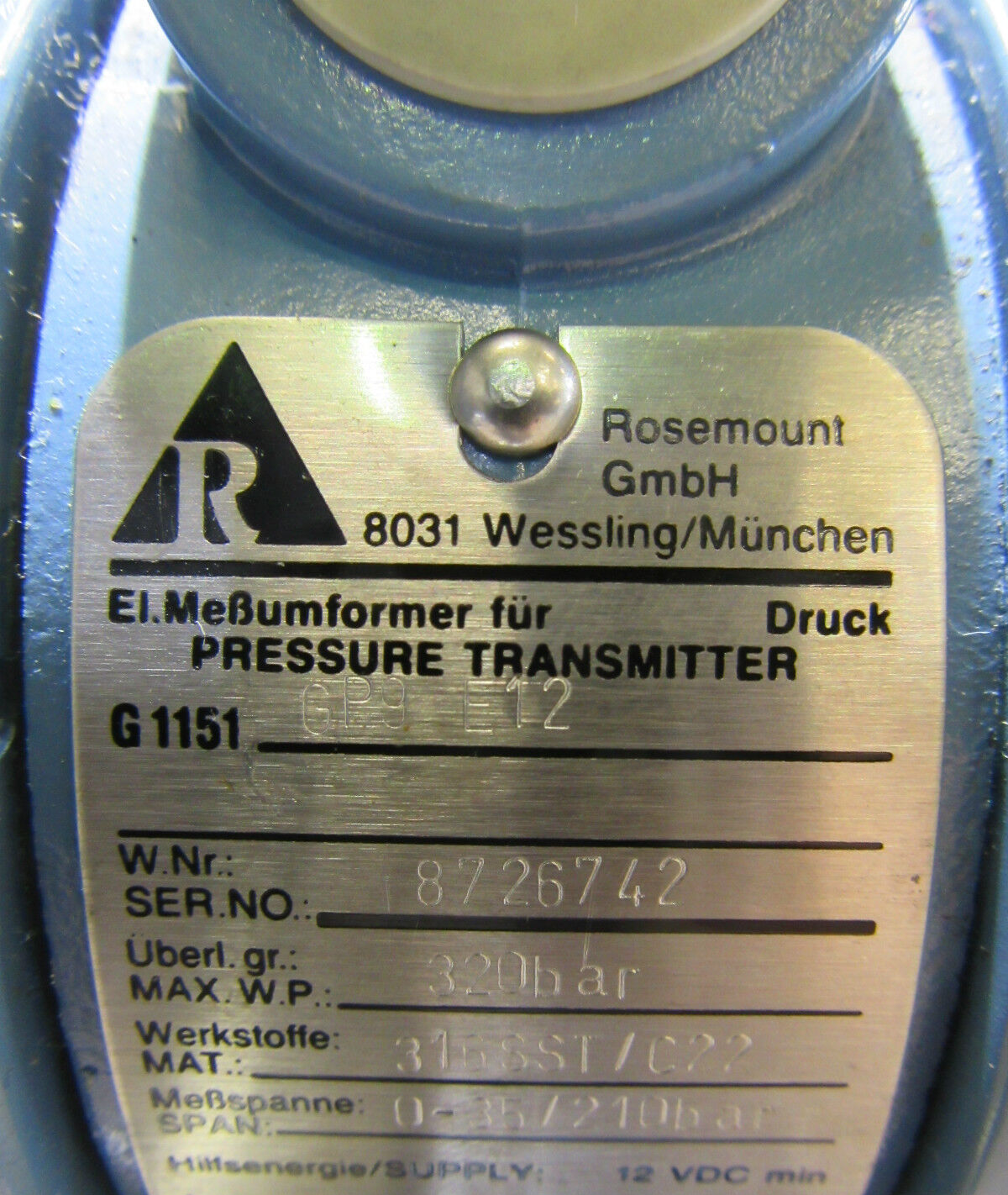 Rosemount G1151 GP9 E12 Pressure Transmitter