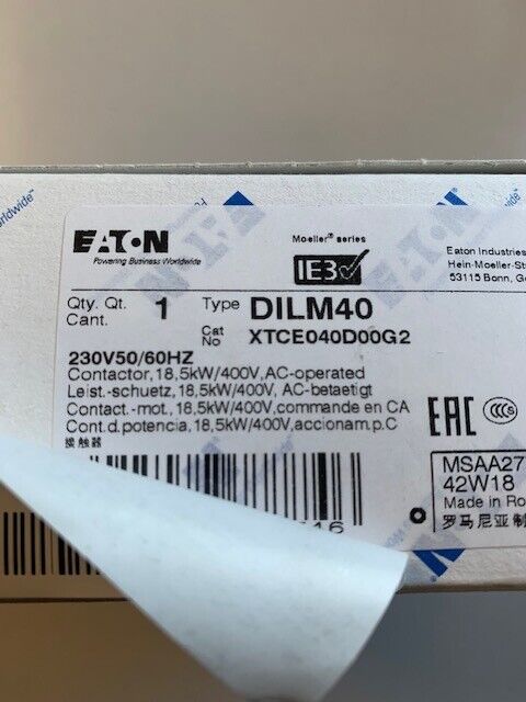 EATON  Contactor/Schütz 18,5KW 230V DIL M40 XTCE040D