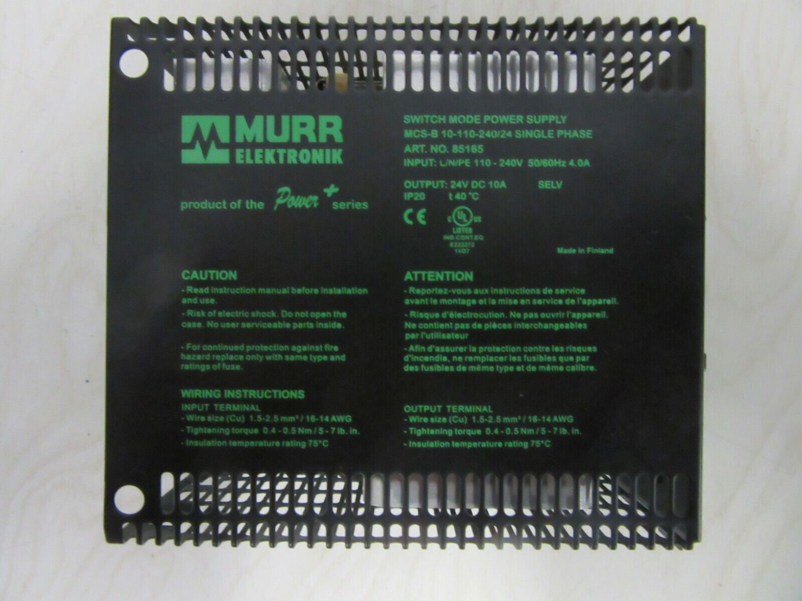 MURR Elektronik  MCS-B 10-110-240/24 Single Phase Switch Mode Power Supply 