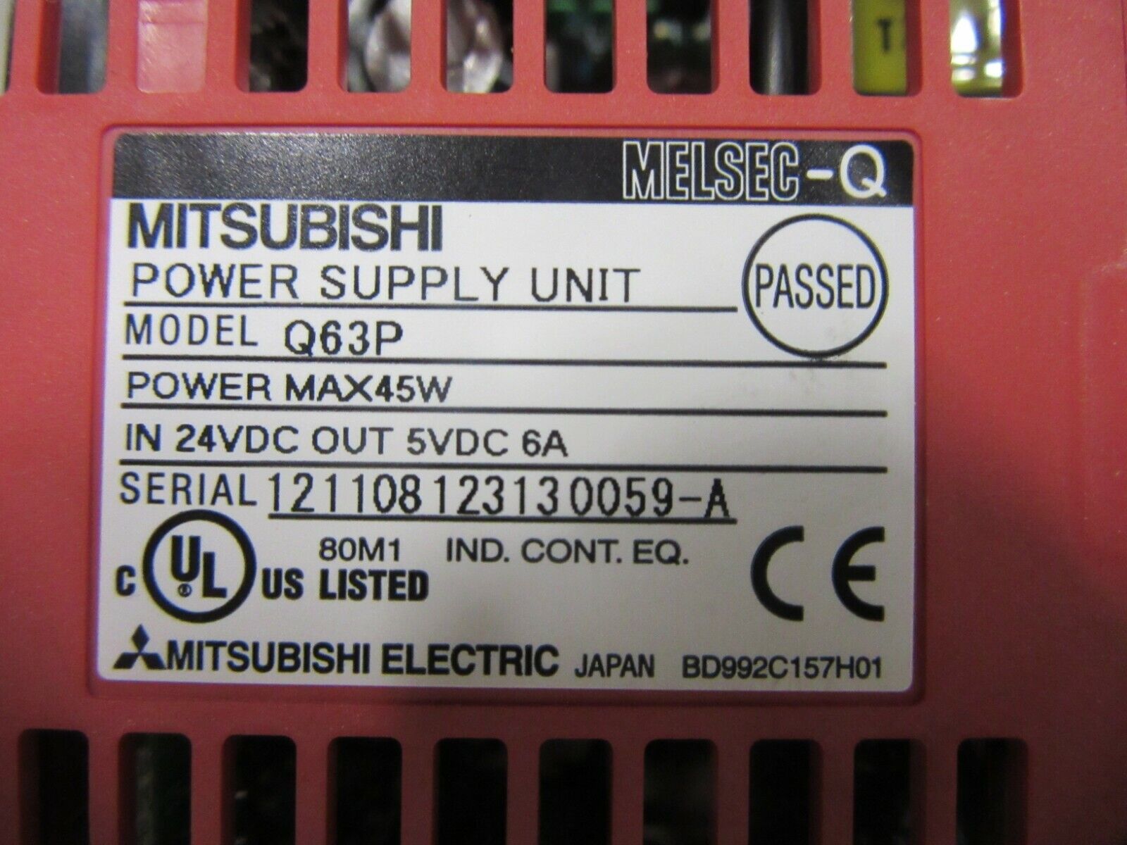 Mitsubishi Power Supply Unit Model Q63P Power Max45W Melsec-Q